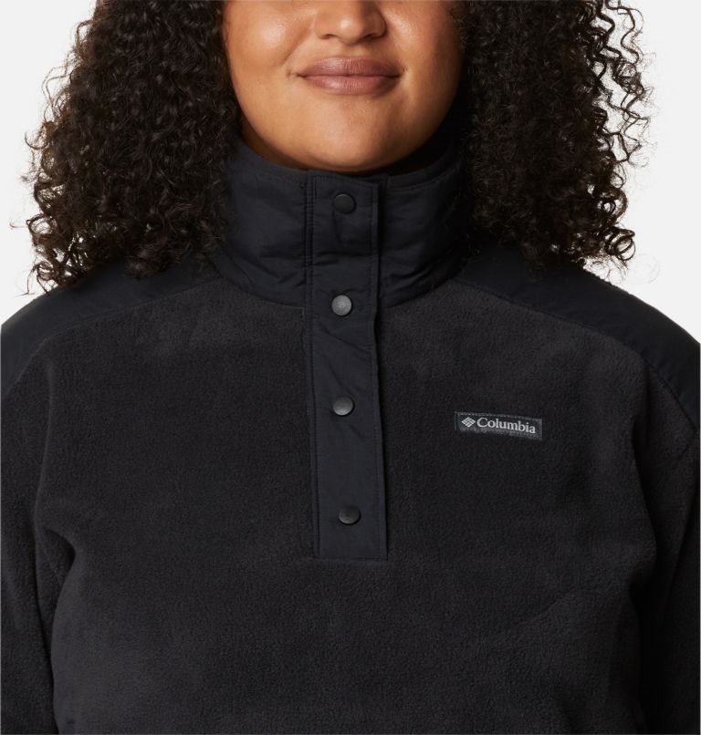 Women's Columbia Benton Springs Crop Sweatshirts Black | Plus Size CA-Y840A